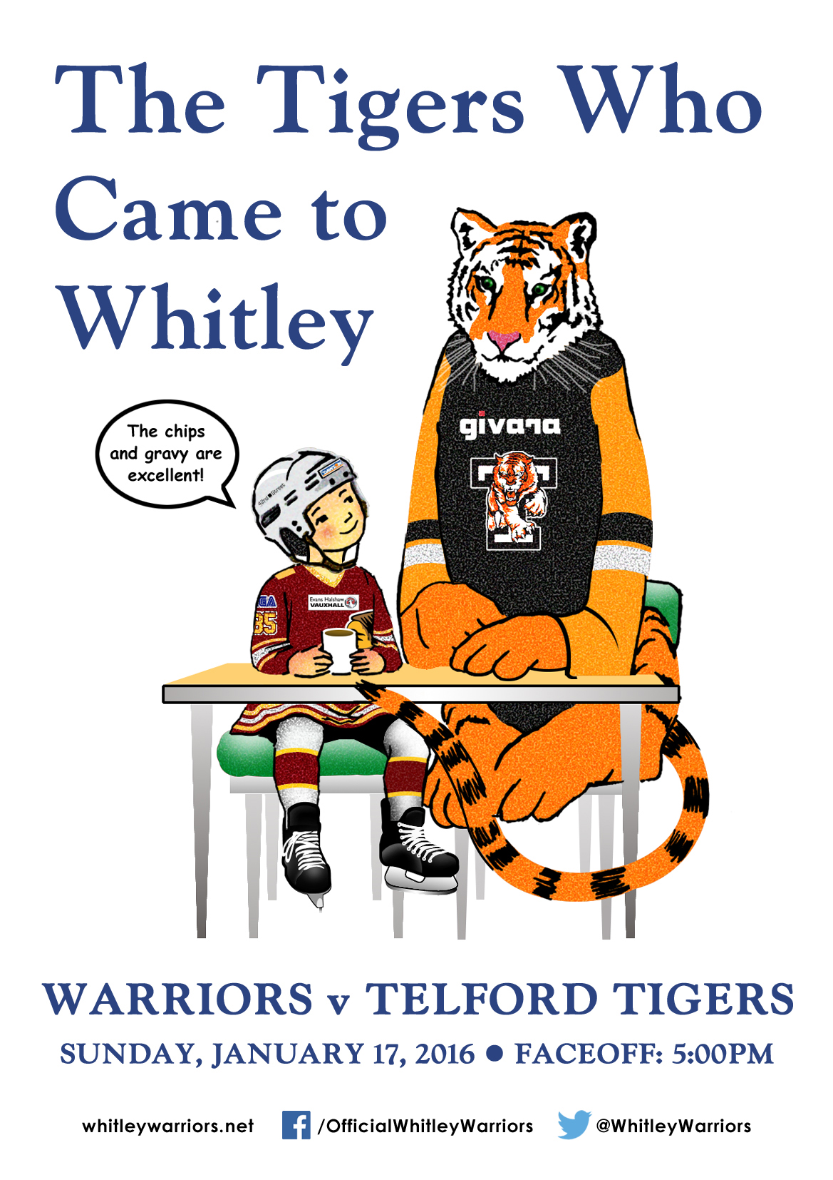 Whitley Warriors vs Telford Tigers @ Whitey Bay Ice Rink, Sunday 17 January 2016, face off 5pm