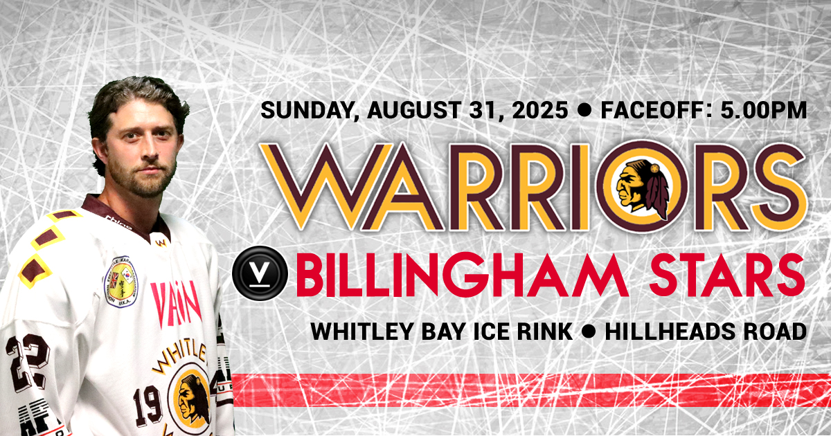 Whitley Warriors vs Billingham Stars @ Whitley Bay Ice Rink, Sunday 31 August 2025, face off 5pm