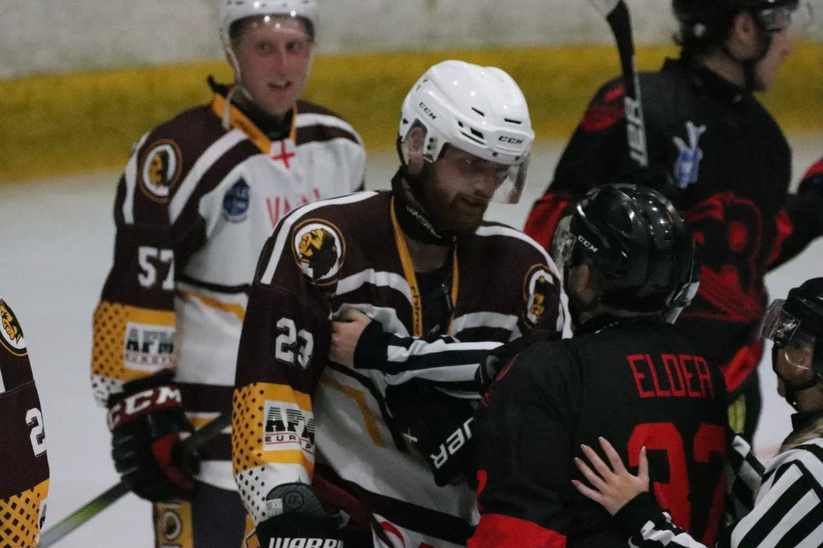 Cam Ware has words with Stars Captain Michael Elder