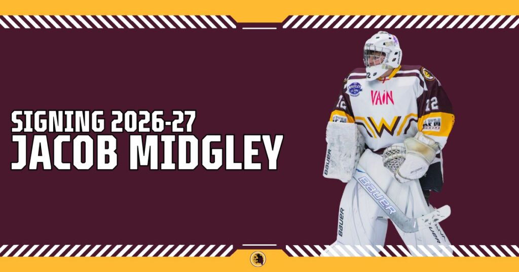 Netminder Jacob Midgley re-signs for the upcoming 2026-27 season