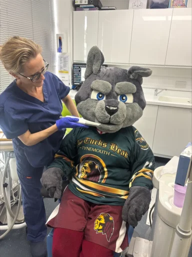 Whitley Wolf in the dentist's chair